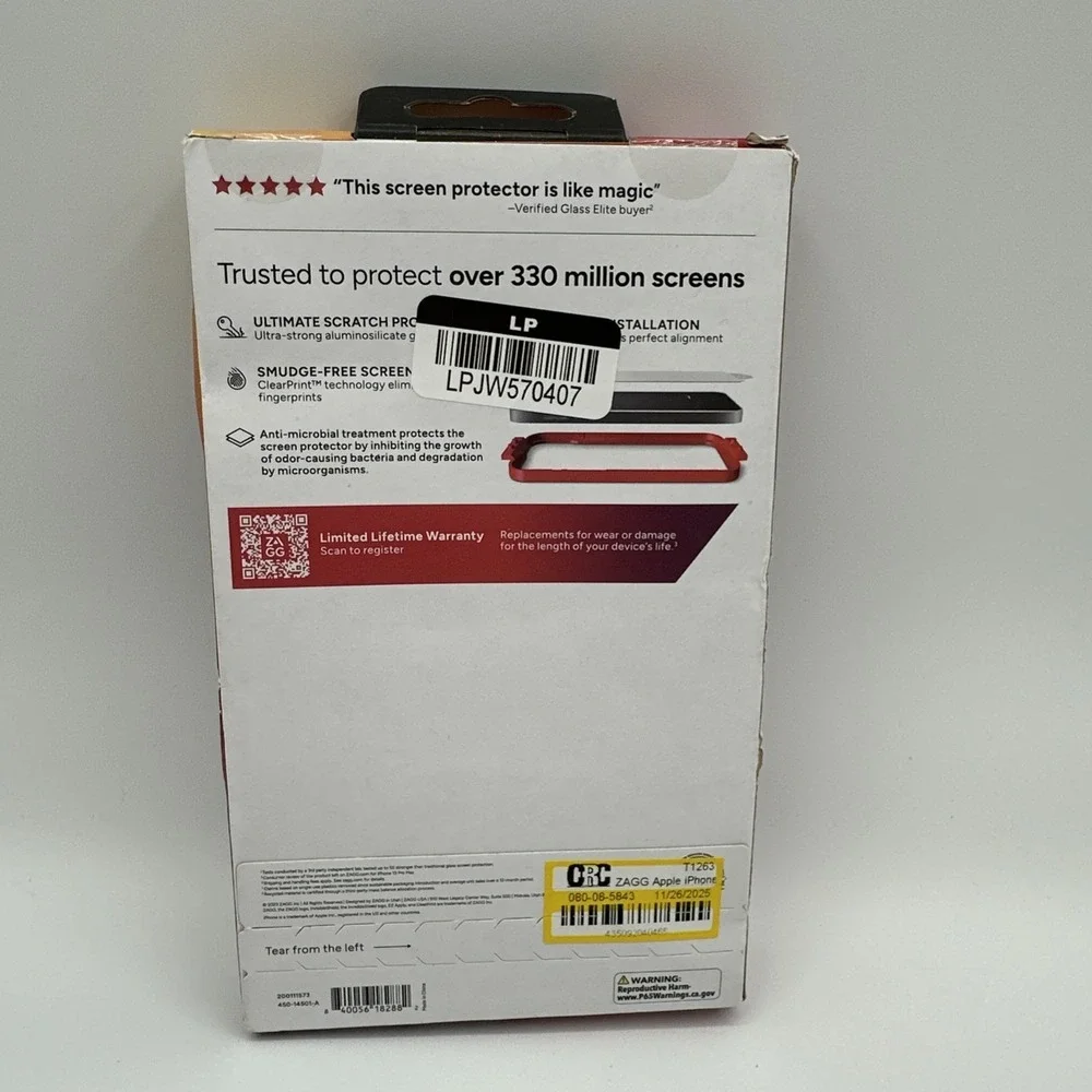ZAGG Invisible Shield Glass Elite 5X Stronger‎ Screen Protector iPhone 15 Plus